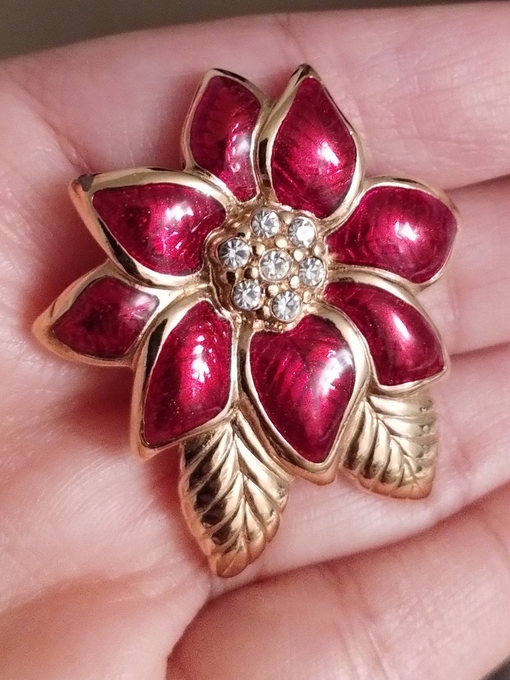 Monet Poinsettia Flower Brooch
